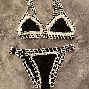 black and white bathing suit